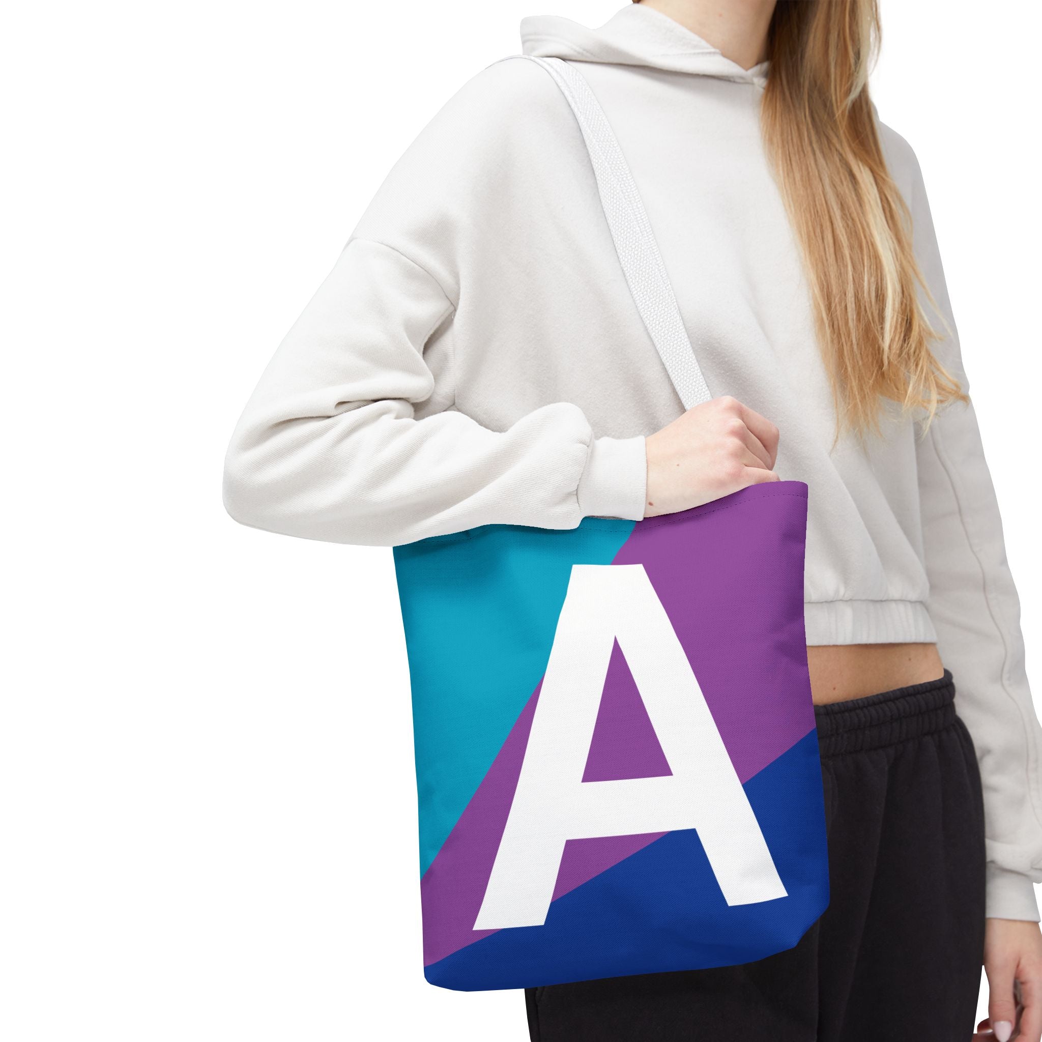 Monogram 'A' Colorblock Tote Bag — Personalized Initial A Shoulder Tote
