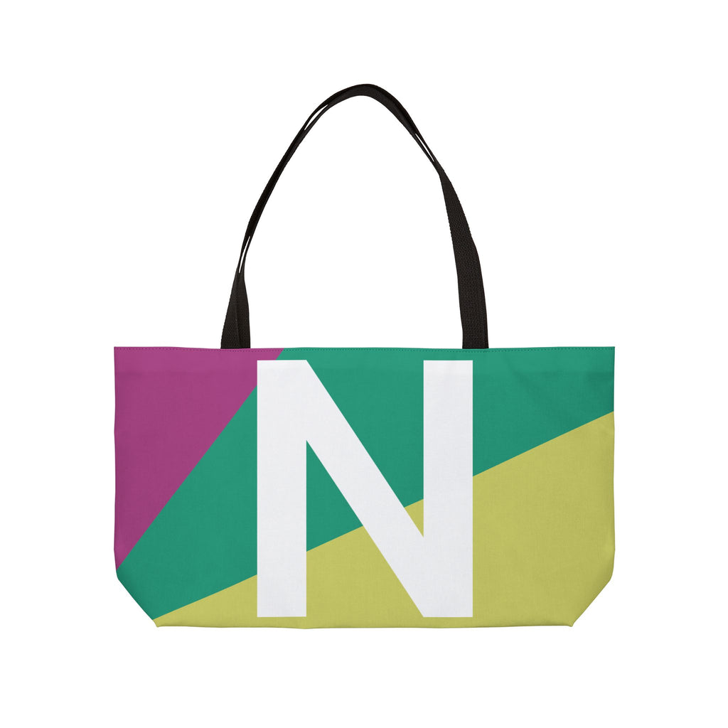 Personalized 'N' Colorblock Tote Bag — Monogram Weekender Tote