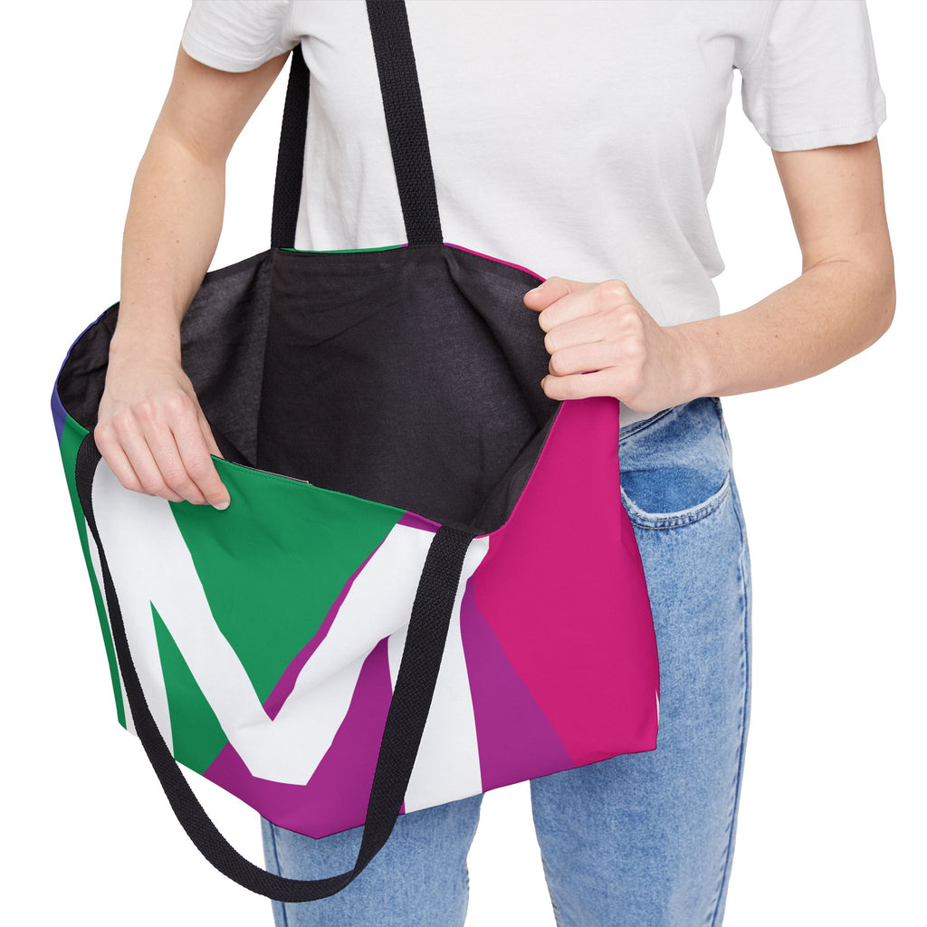 Personalized 'M' Colorblock Tote Bag — Monogram Weekender Tote