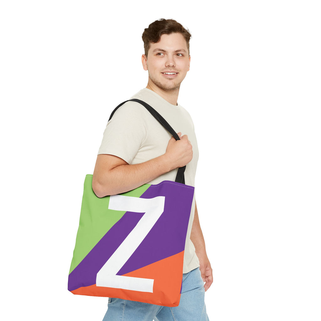 Monogram 'Z' Colorblock Tote Bag — Personalized Initial Z Shoulder Tote