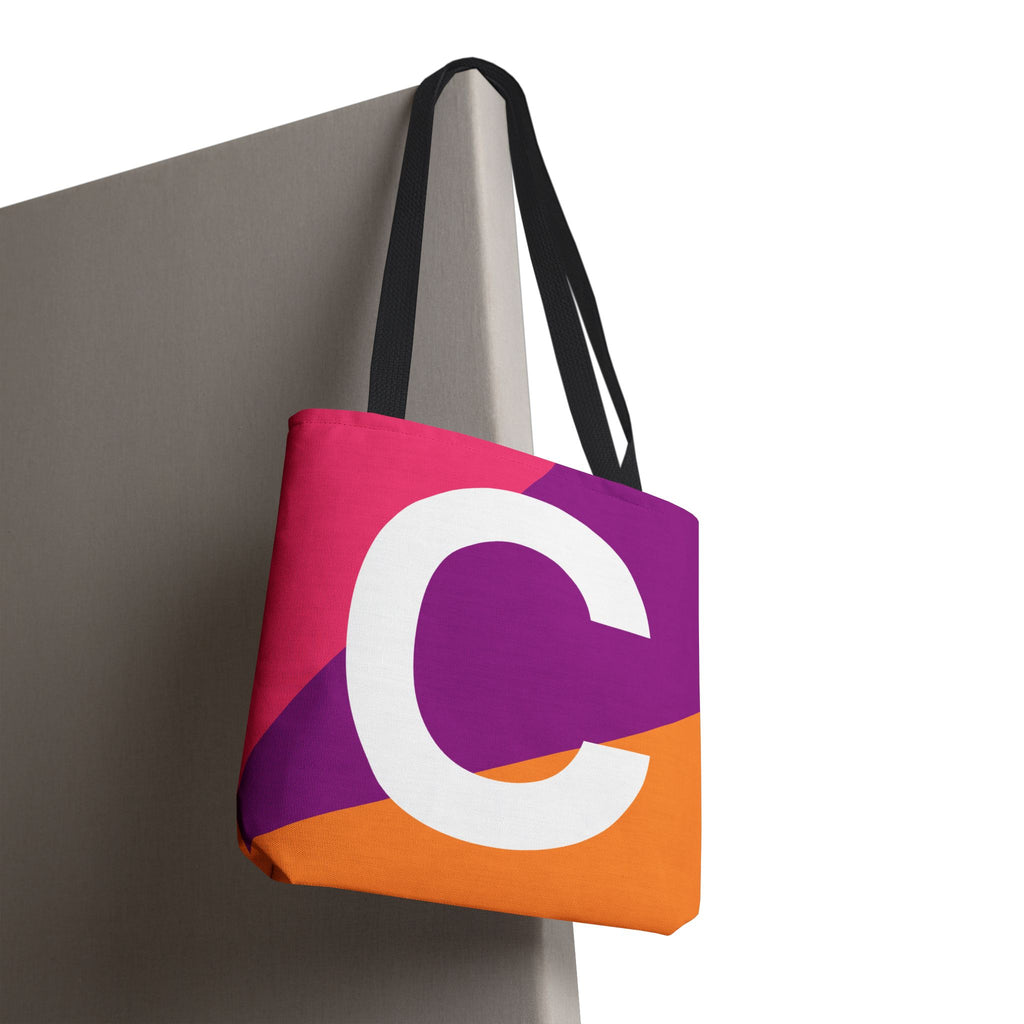 Monogram 'C' Colorblock Tote Bag — Personalized Initial C Shoulder Tote