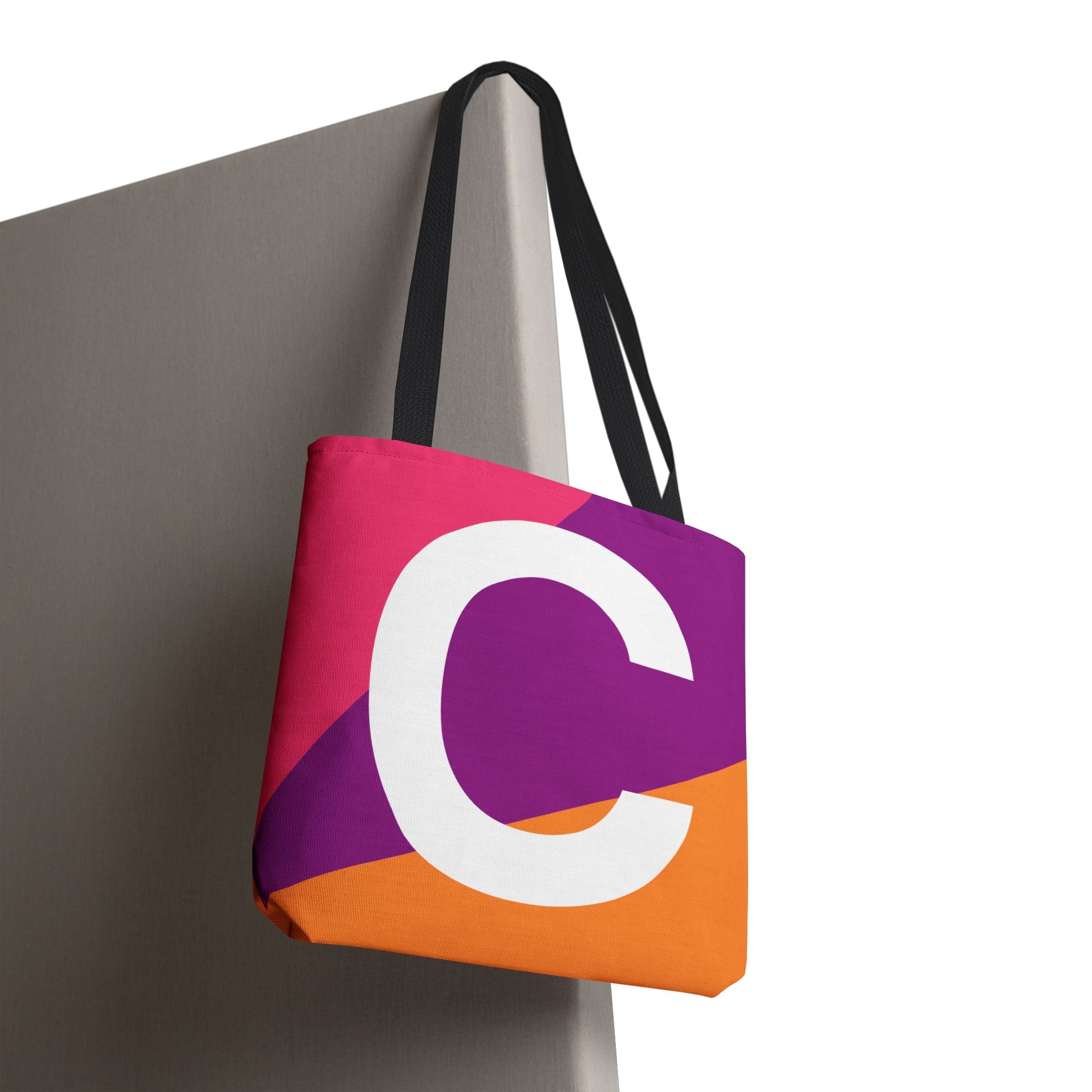 Monogram 'C' Colorblock Tote Bag — Personalized Initial C Shoulder Tote