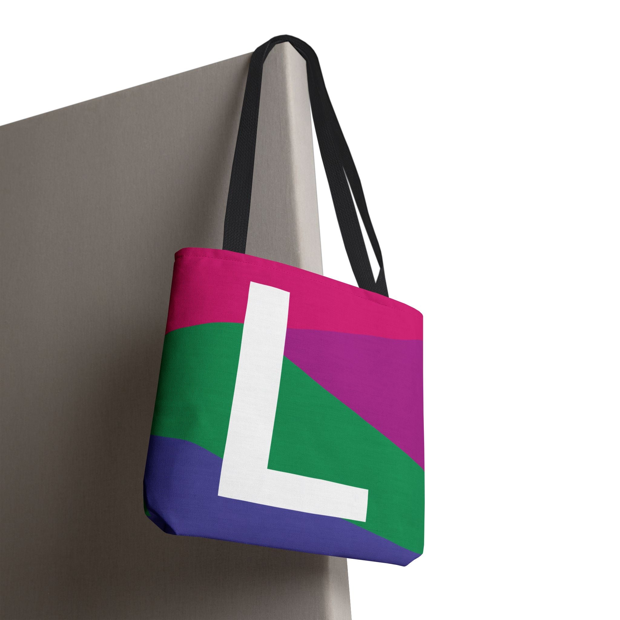Monogram 'L' Colorblock Tote Bag — Personalized Initial L Shoulder Tote