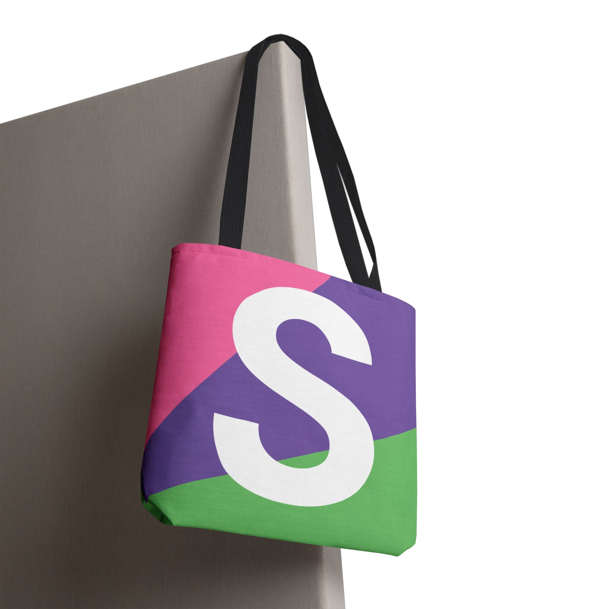 Monogram 'S' Colorblock Tote Bag — Personalized Initial S Shoulder Tote