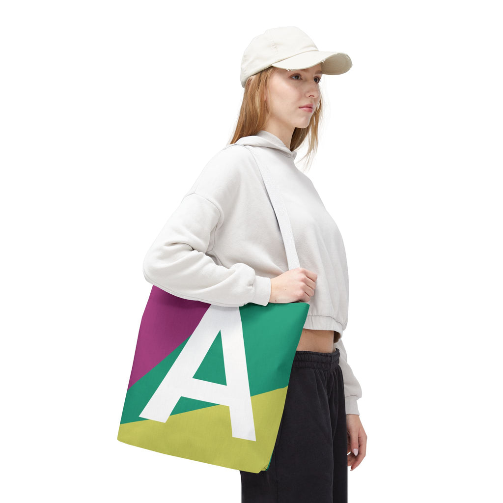 Monogram 'A' Colorblock Tote Bag — Personalized Initial A Shoulder Tote