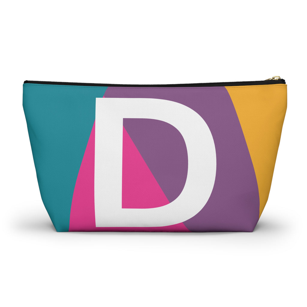Initials Colorblock Accessory Pouch — Monogram D T-Bottom Cosmetic Bag