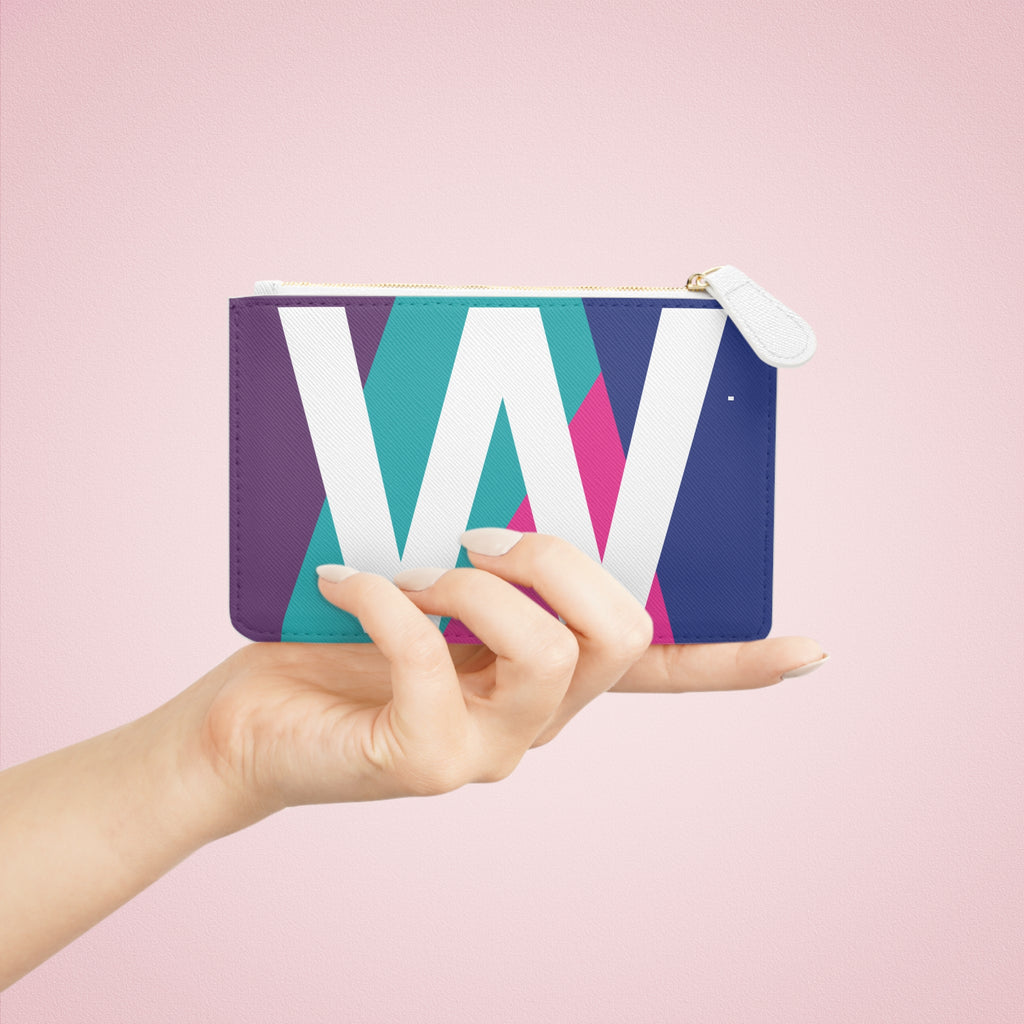 Initial W Mini Clutch — Colorblock Monogram Wristlet Wallet
