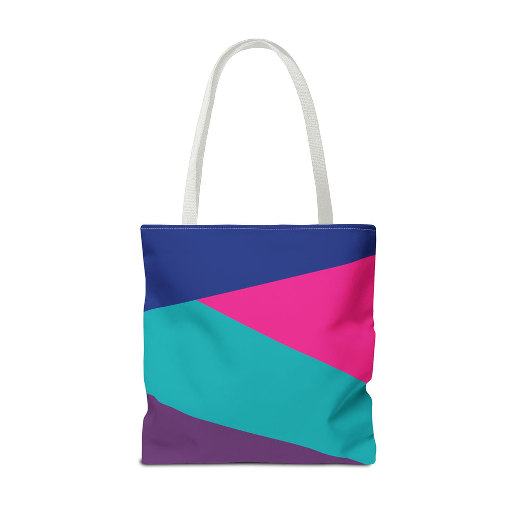 Retro 80s & 90s Inspired Color Block Tote Bag | Stylish Everyday Canvas Shoulder Bag