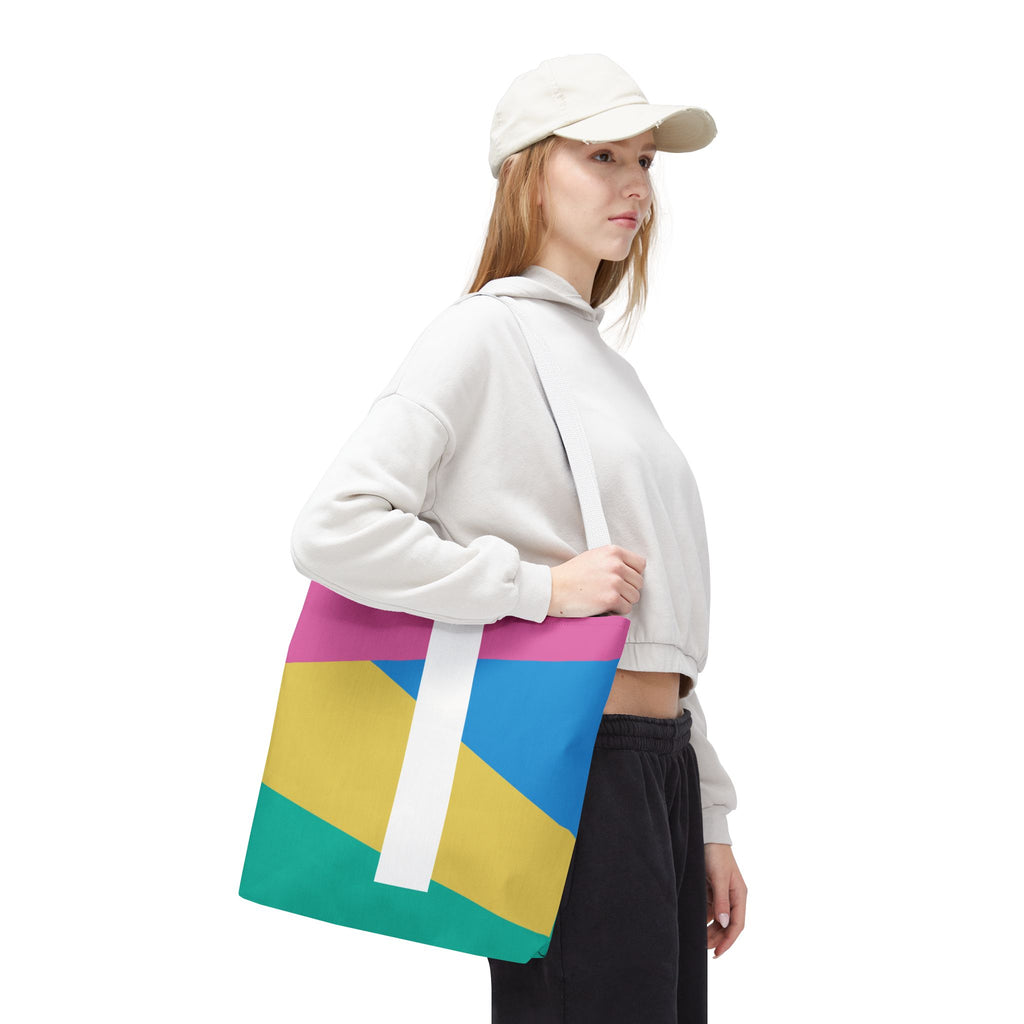 Monogram 'I' Colorblock Tote Bag — Personalized Initial I Shoulder Tote