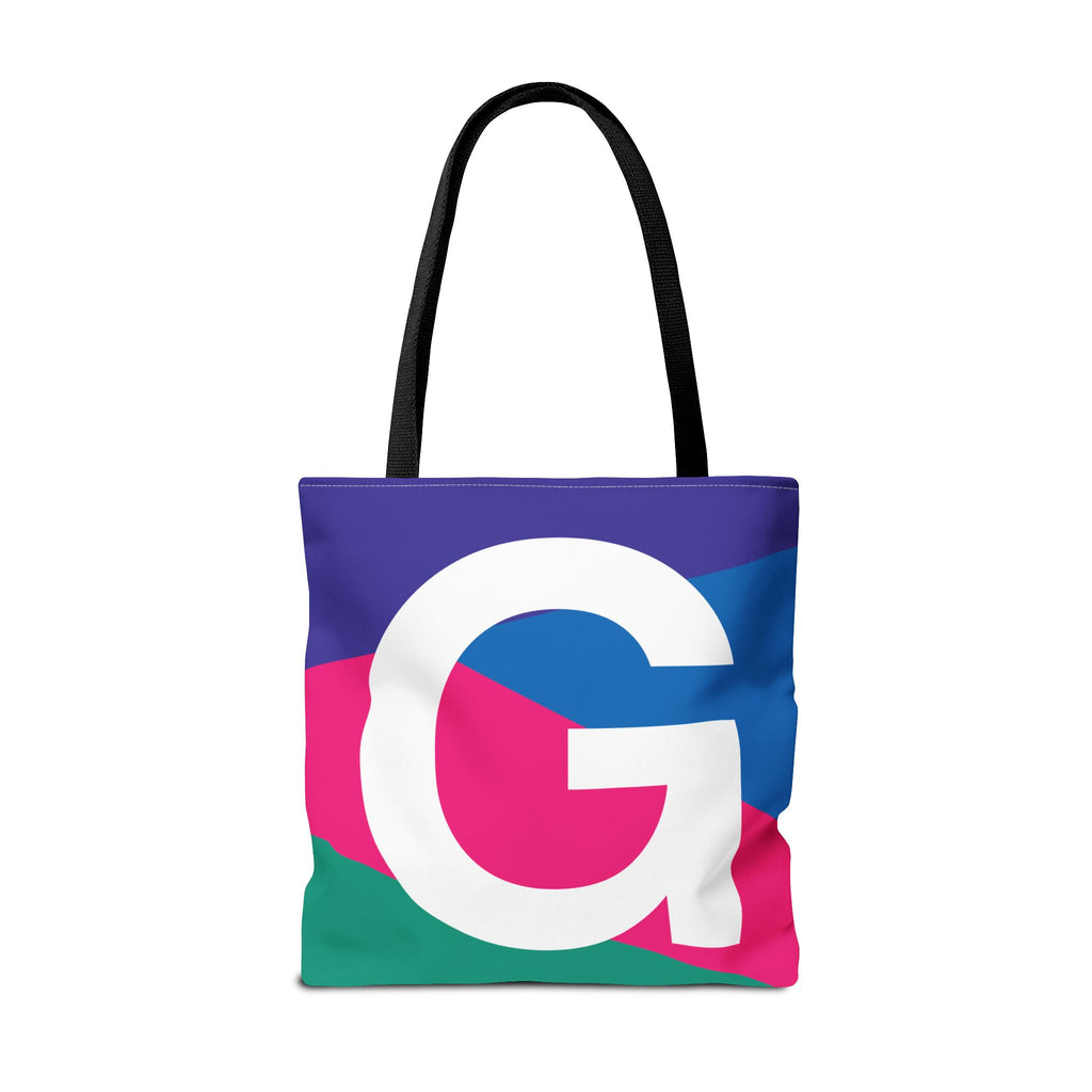 Monogram 'G' Colorblock Tote Bag — Personalized Initial G Shoulder Tote