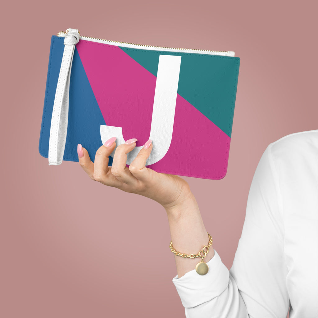 Monogram 'J' Colorblock Clutch Bag — Bold Geometric Wristlet for Everyday & Gifts