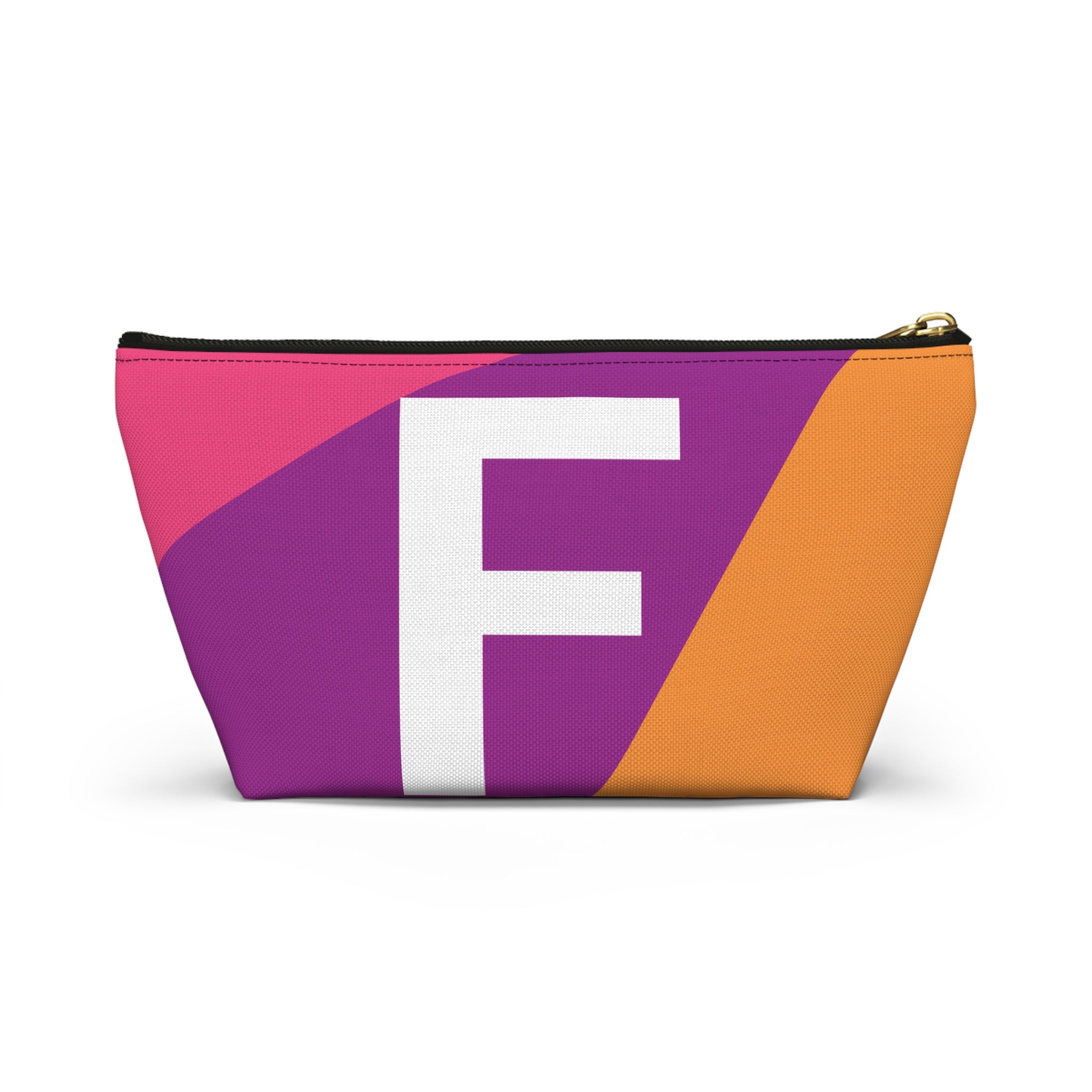 Initials Colorblock Accessory Pouch — Monogram F T-Bottom Cosmetic Bag