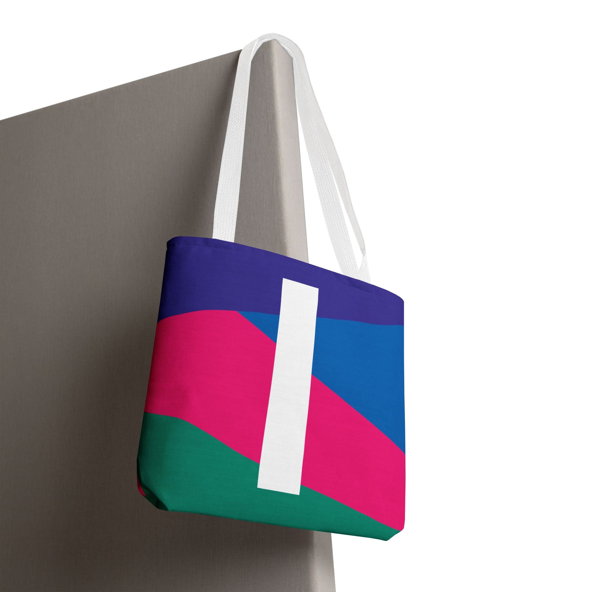 Monogram 'I' Colorblock Tote Bag — Personalized Initial I Shoulder Tote