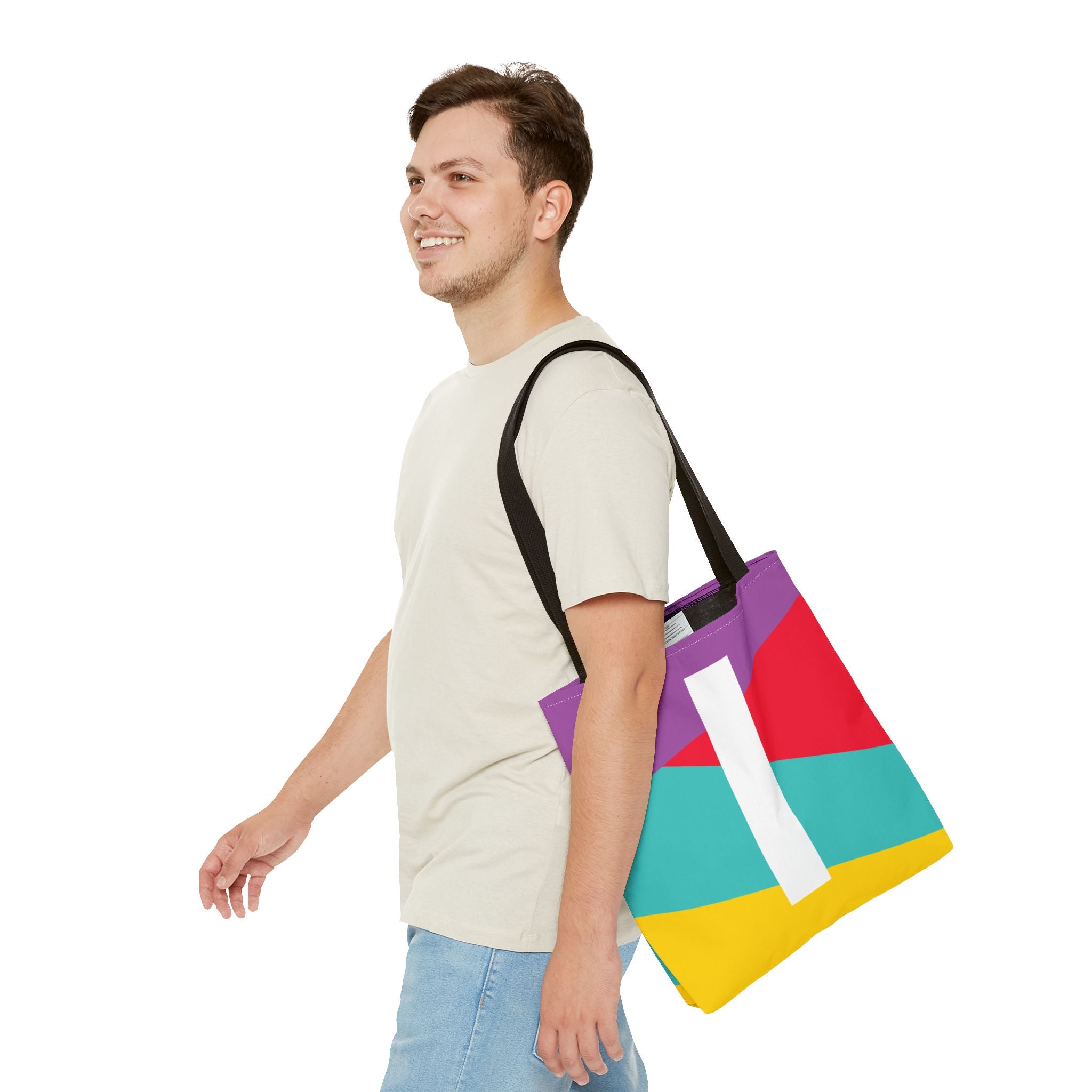 Monogram 'I' Colorblock Tote Bag — Personalized Initial I Shoulder Tote