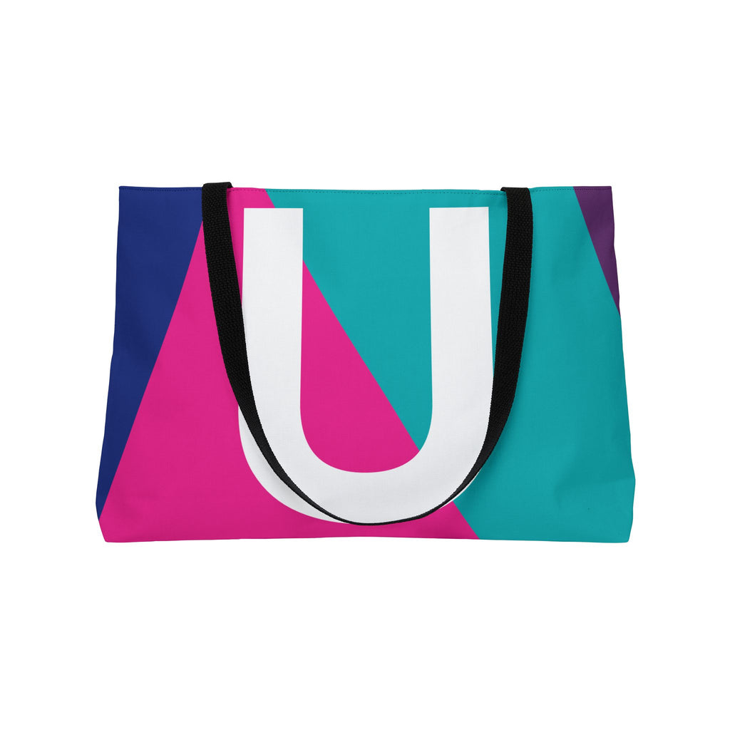 Personalized 'U' Colorblock Tote Bag — Monogram Weekender Tote