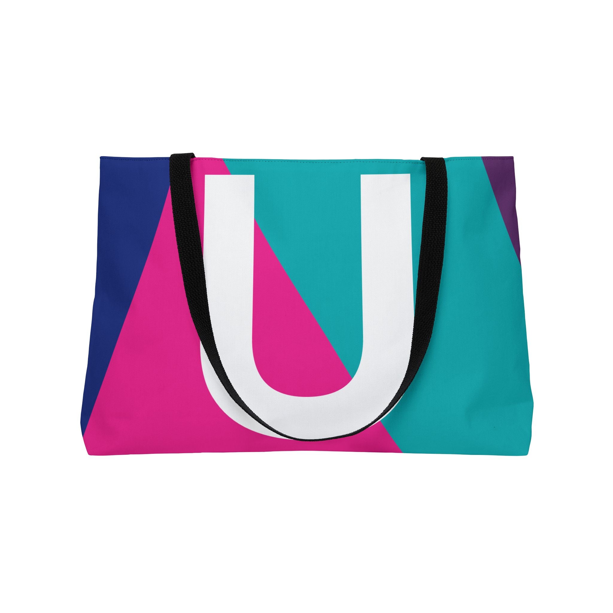 Personalized 'U' Colorblock Tote Bag — Monogram Weekender Tote