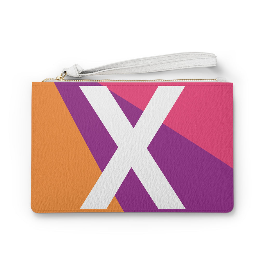 Monogram 'X' Colorblock Clutch Bag — Bold Geometric Wristlet for Everyday & Gifts