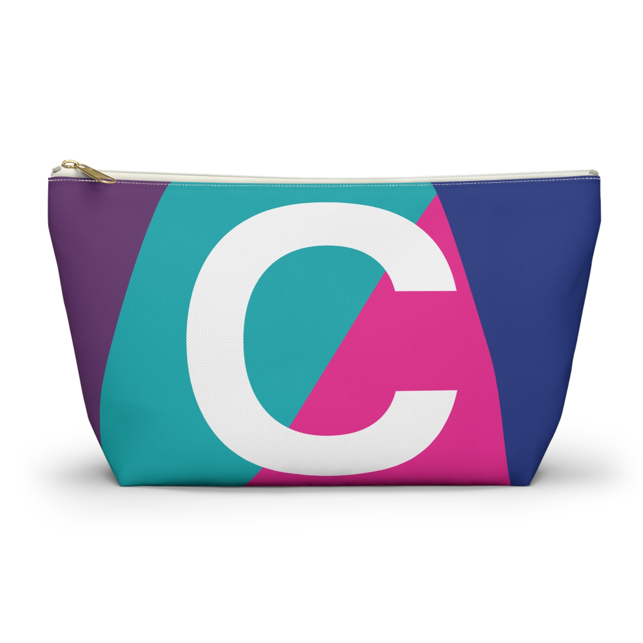 Initials Colorblock Accessory Pouch — Monogram C T-Bottom Cosmetic Bag