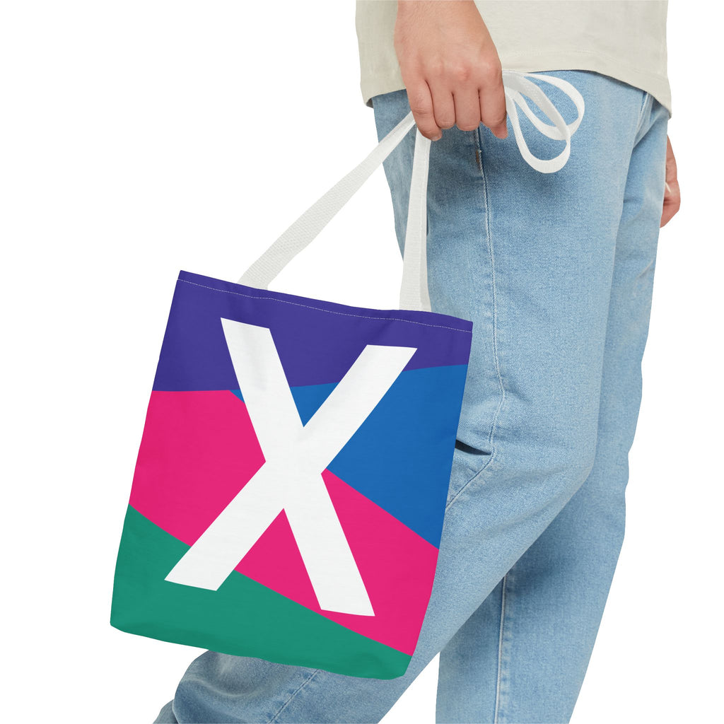 Monogram 'X' Colorblock Tote Bag — Personalized Initial X Shoulder Tote