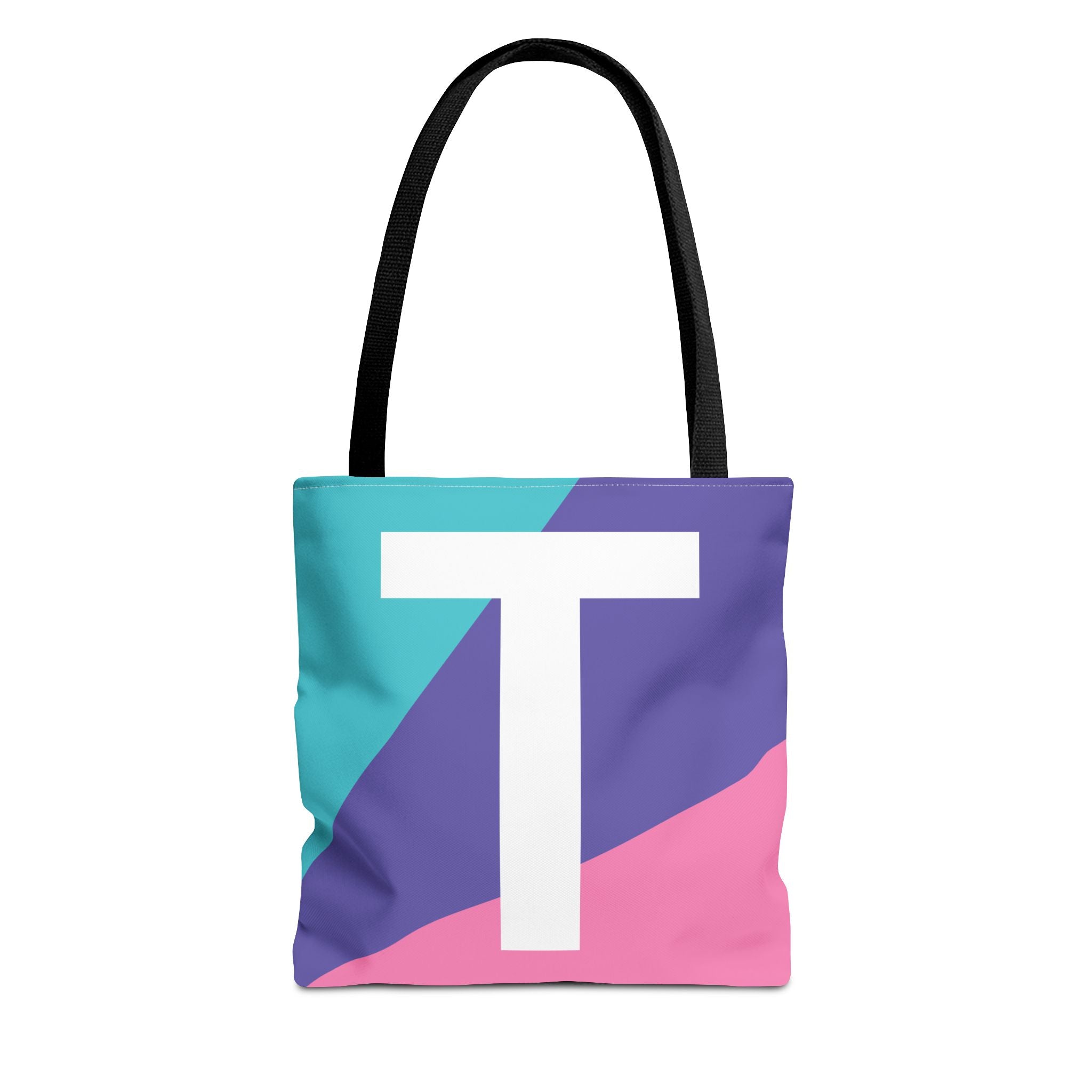 Monogram 'T' Colorblock Tote Bag — Personalized Initial T Shoulder Tote