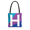 Monogram 'H' Colorblock Tote Bag — Personalized Initial H Shoulder Tote
