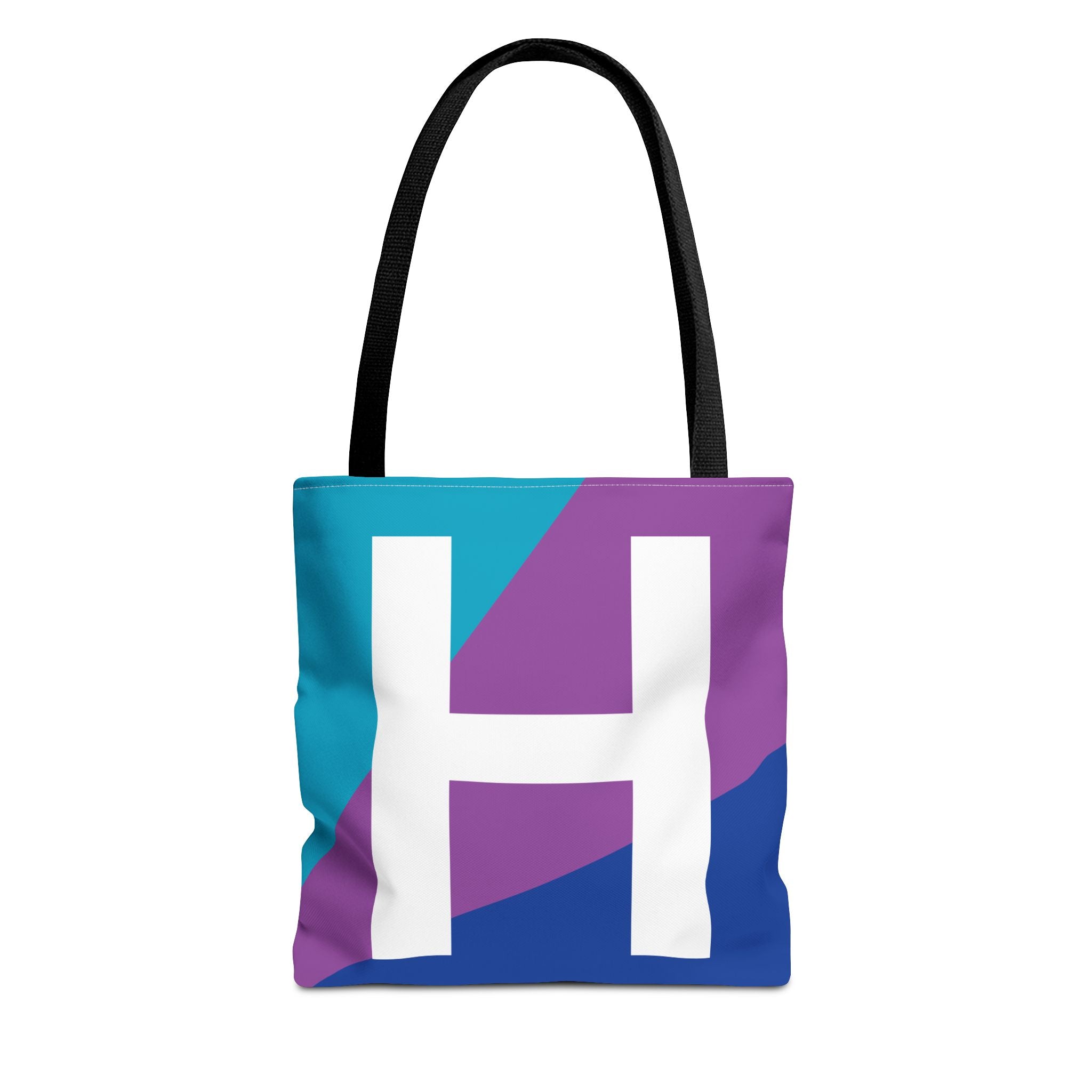 Monogram 'H' Colorblock Tote Bag — Personalized Initial H Shoulder Tote