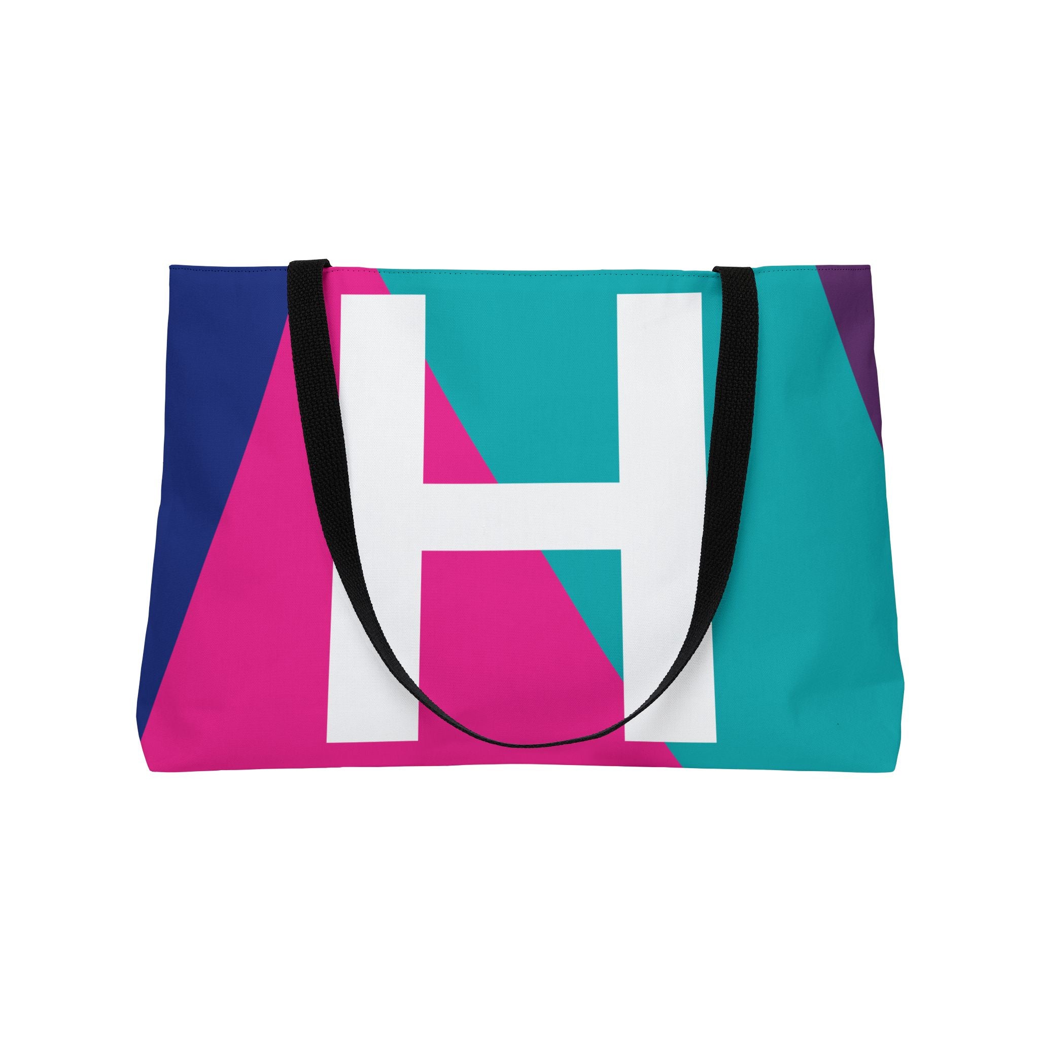 Personalized 'H' Colorblock Tote Bag — Monogram Weekender Tote