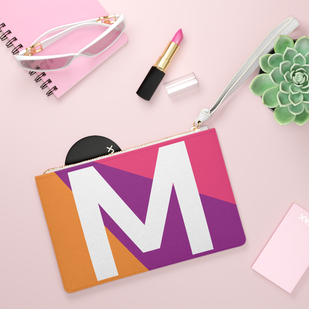Monogram 'M' Colorblock Clutch Bag — Bold Geometric Wristlet for Everyday & Gifts