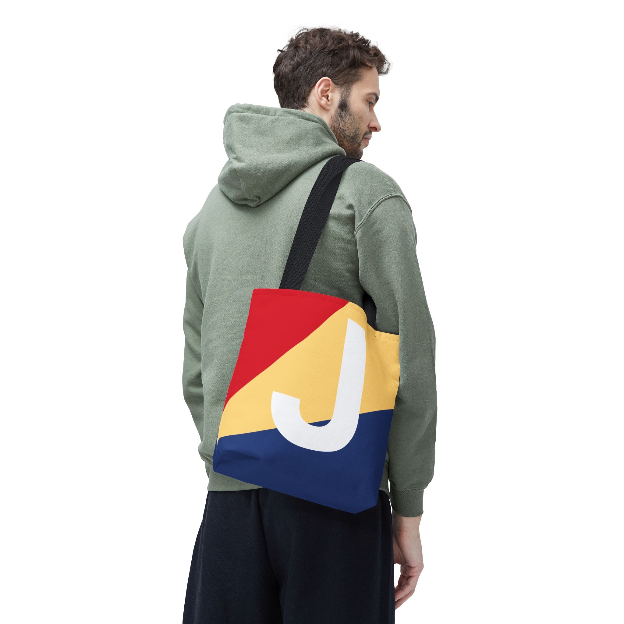 Monogram 'J' Colorblock Tote Bag — Personalized Initial J Shoulder Tote