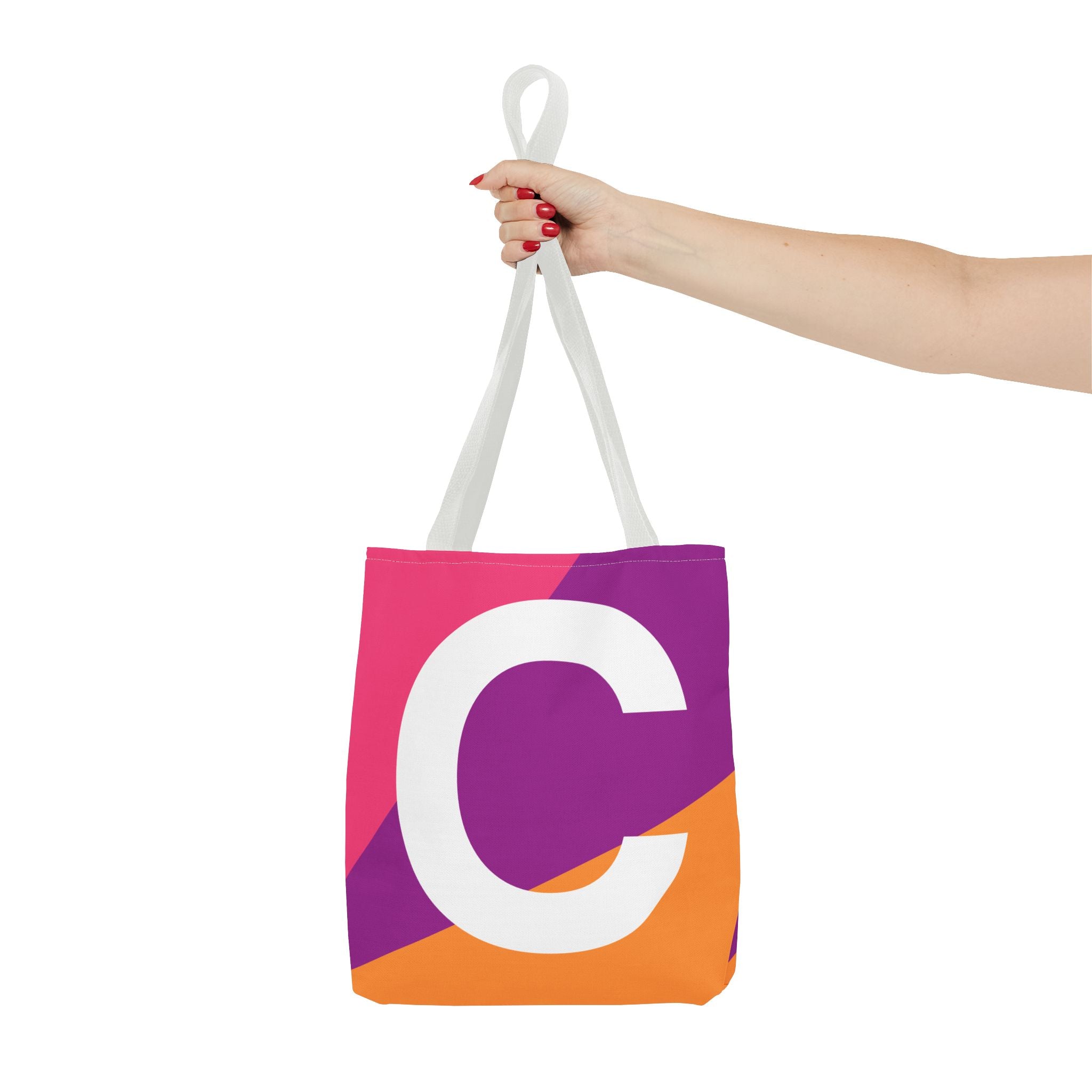 Monogram 'C' Colorblock Tote Bag — Personalized Initial C Shoulder Tote