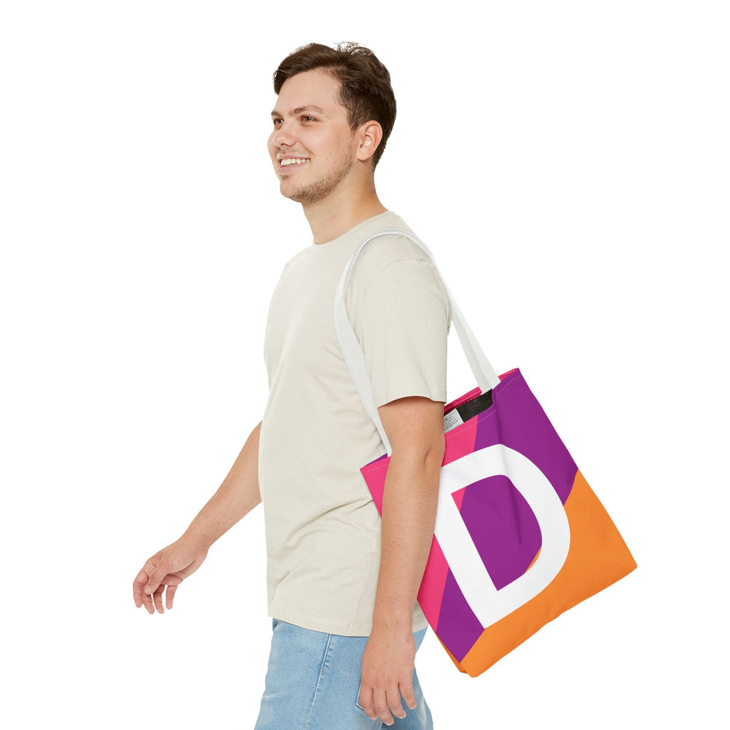 Monogram 'D' Colorblock Tote Bag — Personalized Initial D Shoulder Tote