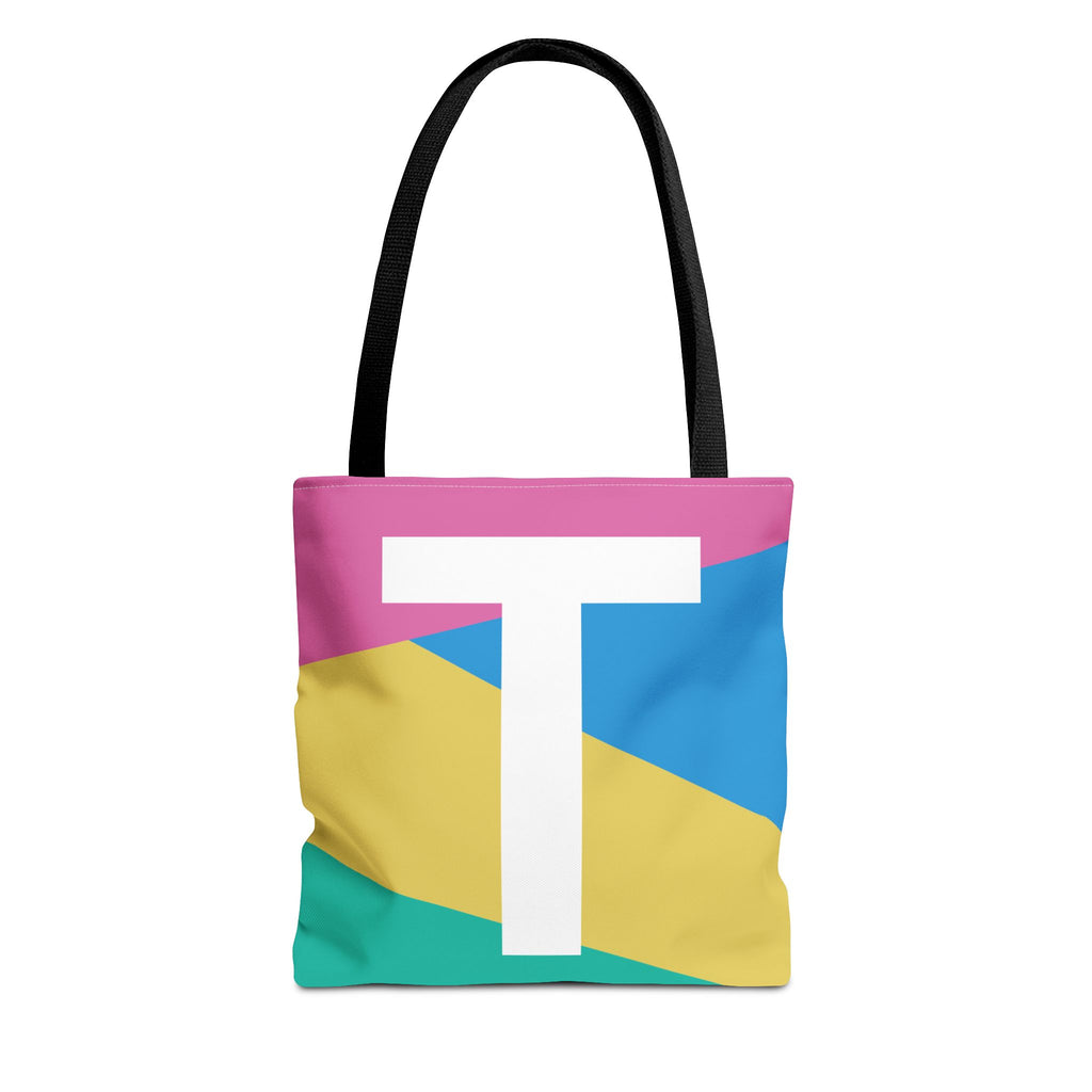 Monogram 'T' Colorblock Tote Bag — Personalized Initial T Shoulder Tote