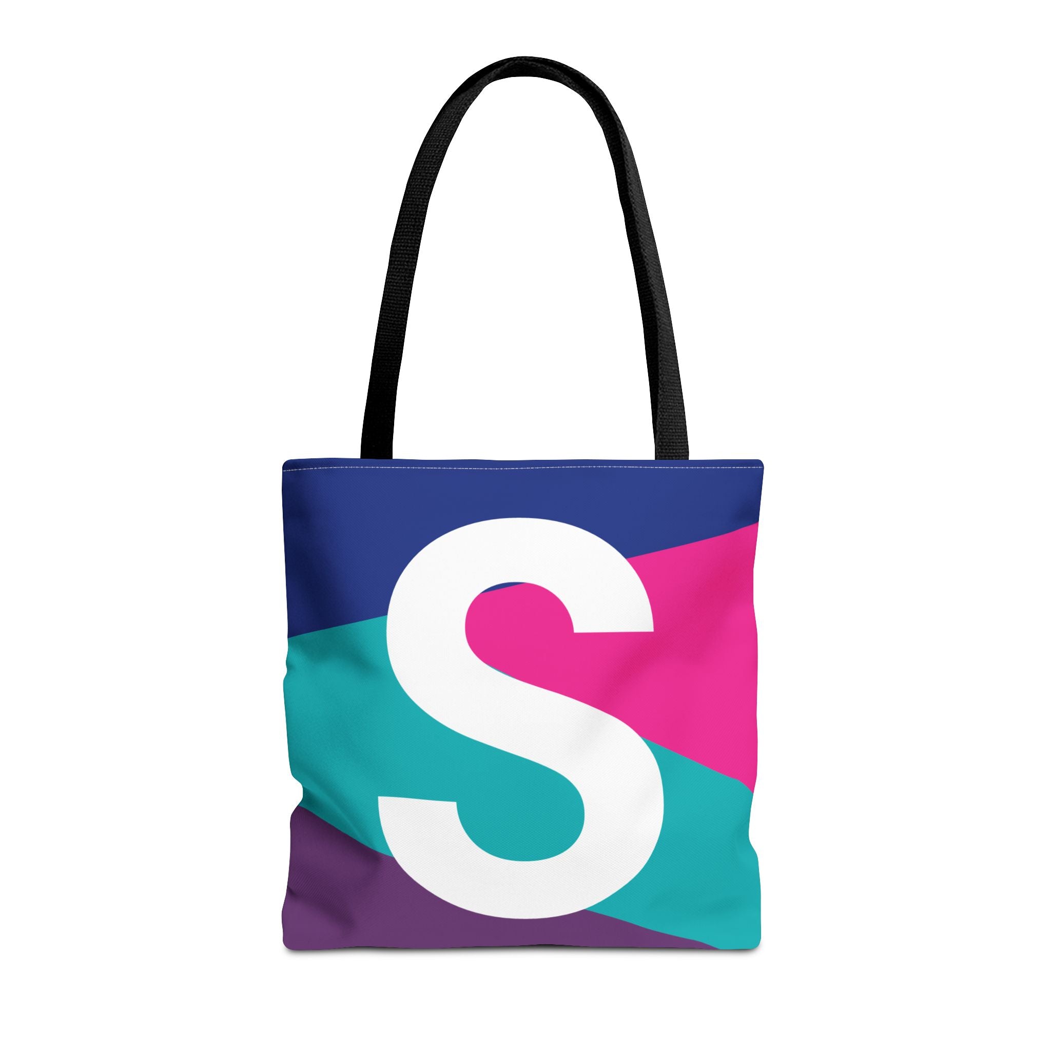 Monogram 'S' Colorblock Tote Bag — Personalized Initial S Shoulder Tote