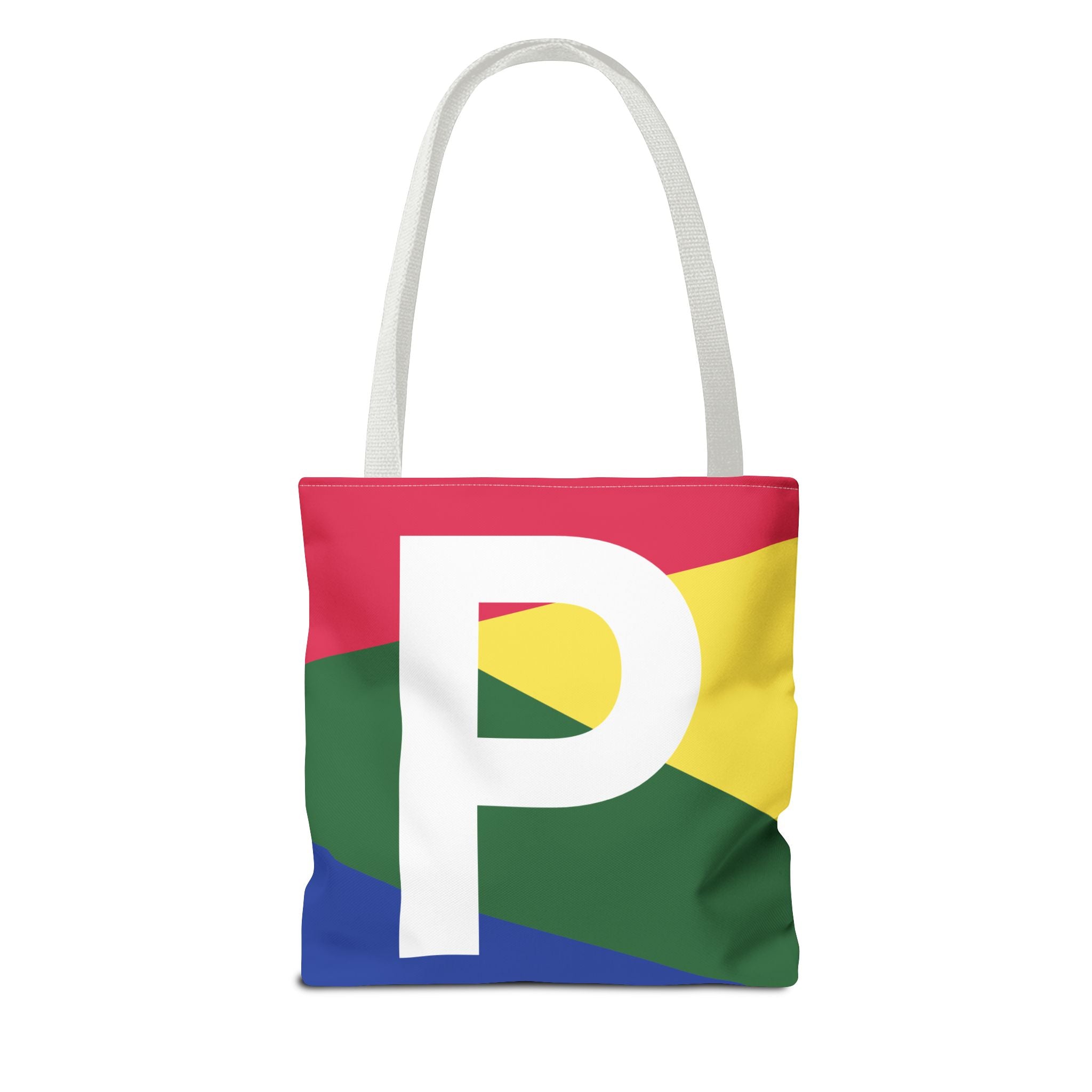 Monogram 'P' Colorblock Tote Bag — Personalized Initial P Shoulder Tote