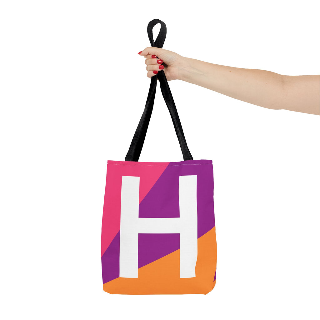 Monogram 'H' Colorblock Tote Bag — Personalized Initial H Shoulder Tote