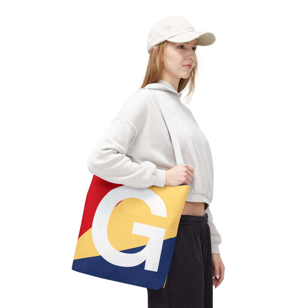 Monogram 'G' Colorblock Tote Bag — Personalized Initial G Shoulder Tote