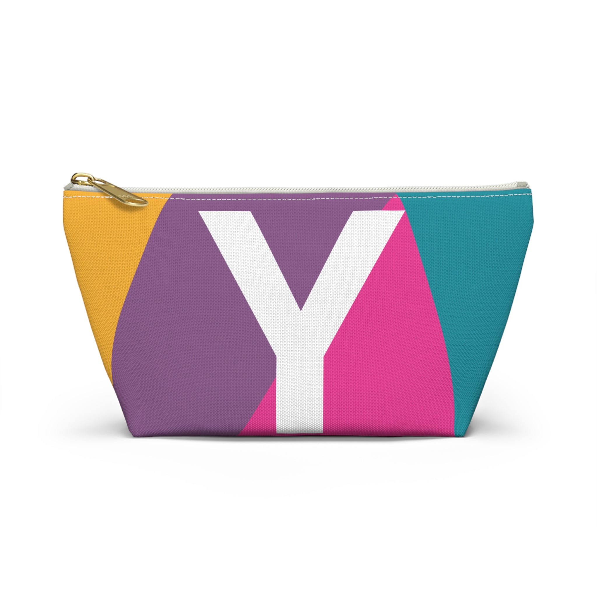 Initials Colorblock Accessory Pouch — Monogram Y T-Bottom Cosmetic Bag