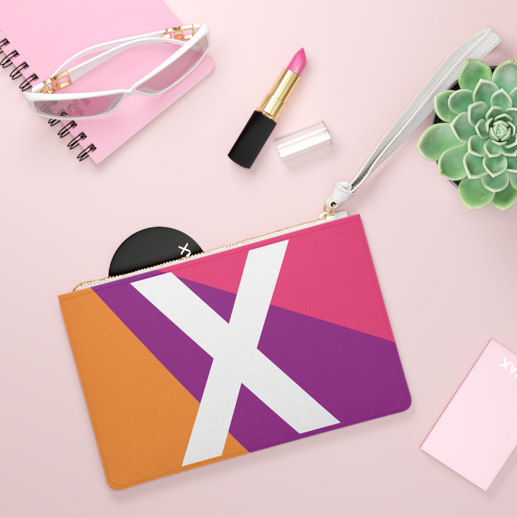 Monogram 'X' Colorblock Clutch Bag — Bold Geometric Wristlet for Everyday & Gifts