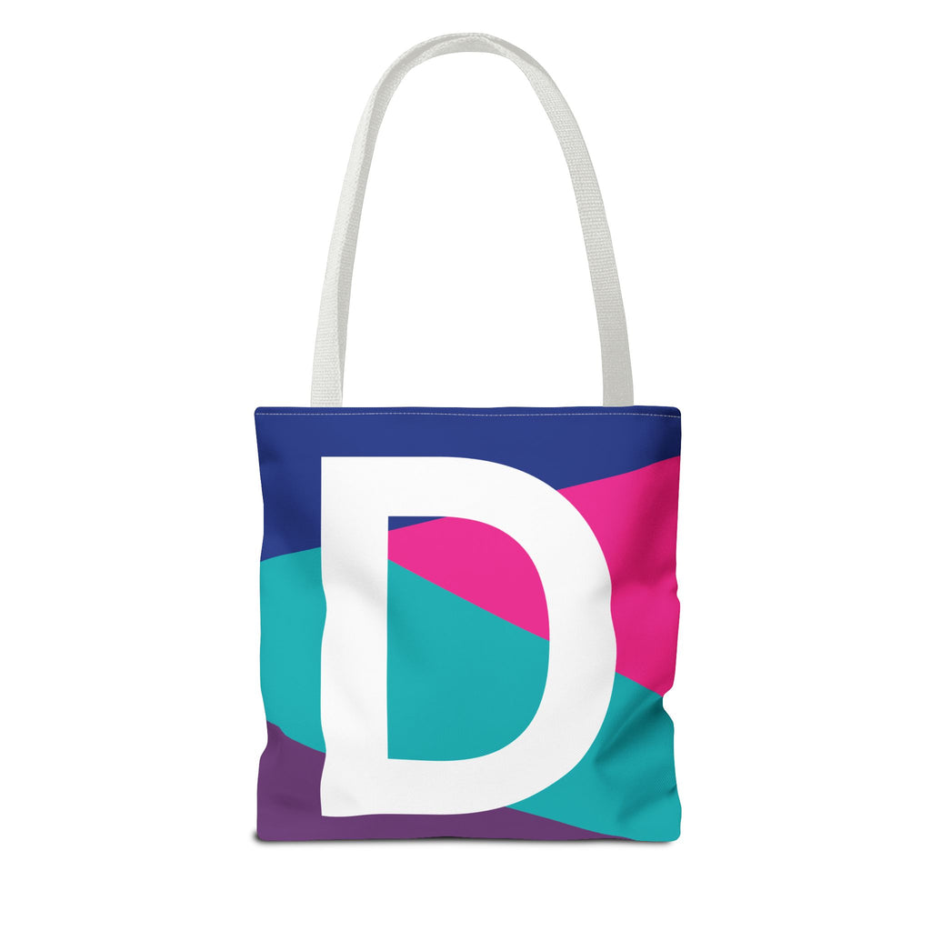 Monogram 'D' Colorblock Tote Bag — Personalized Initial D Shoulder Tote