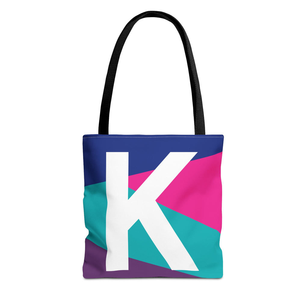 Monogram 'K' Colorblock Tote Bag — Personalized Initial K Shoulder Tote