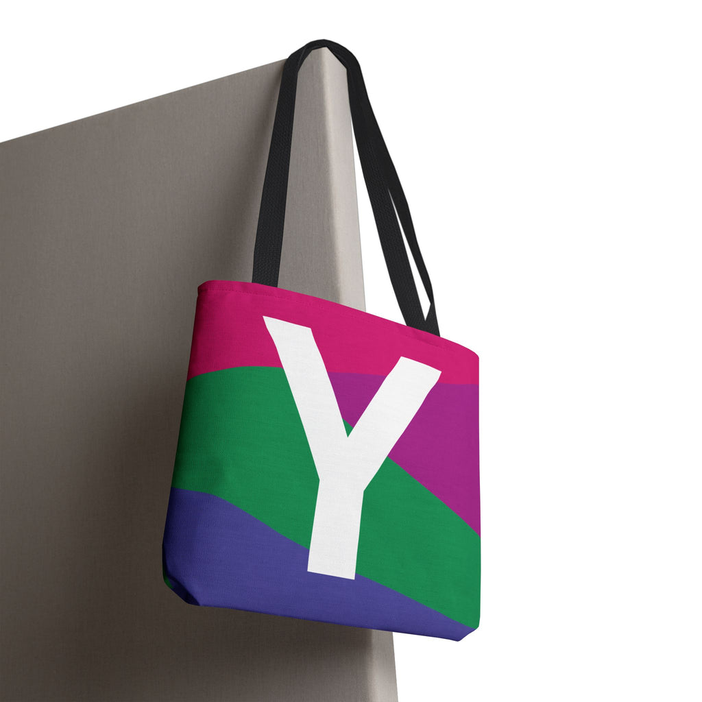 Monogram 'Y' Colorblock Tote Bag — Personalized Initial Y Shoulder Tote