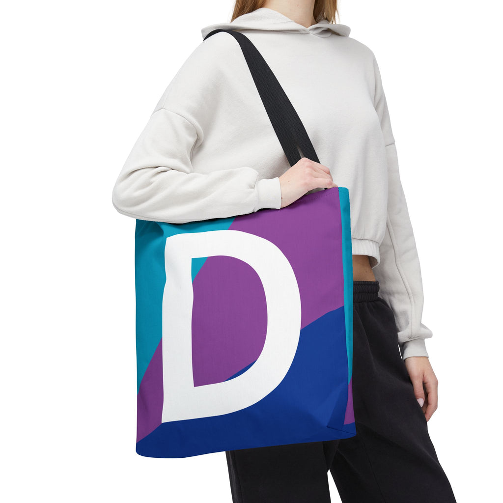Monogram 'D' Colorblock Tote Bag — Personalized Initial D Shoulder Tote