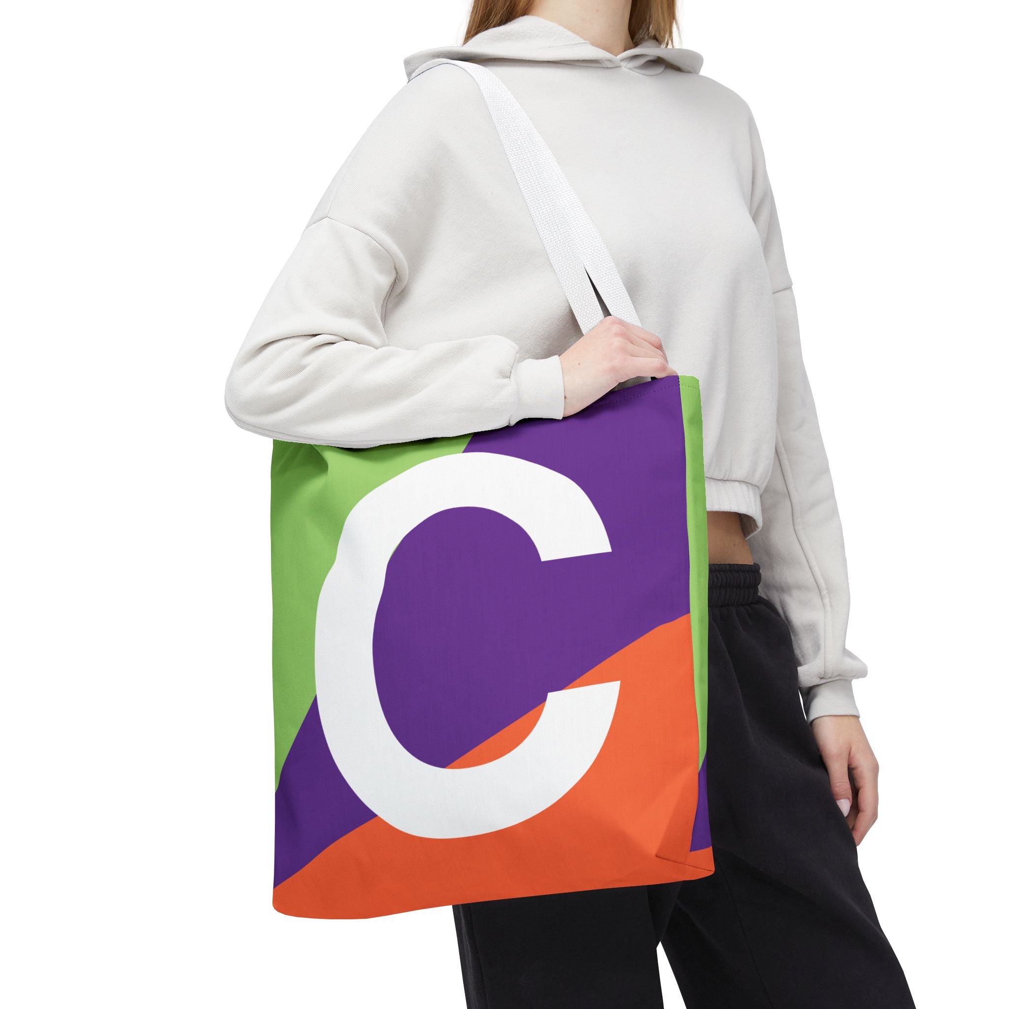 Monogram 'C' Colorblock Tote Bag — Personalized Initial C Shoulder Tote