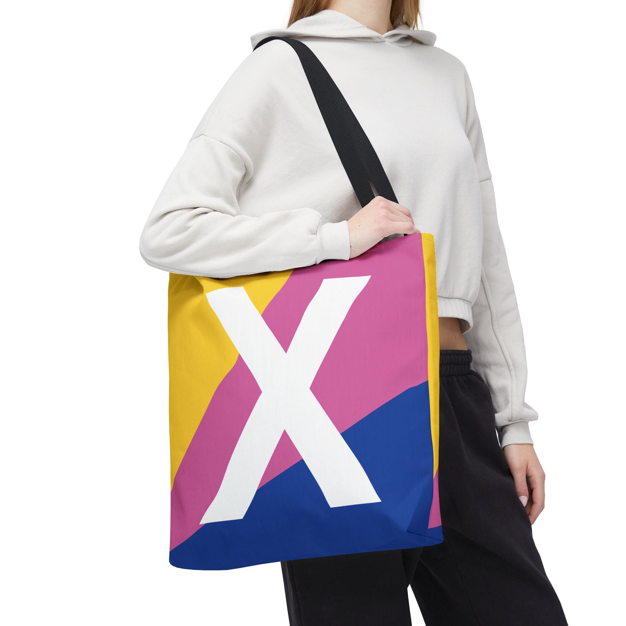 Monogram 'X' Colorblock Tote Bag — Personalized Initial X Shoulder Tote