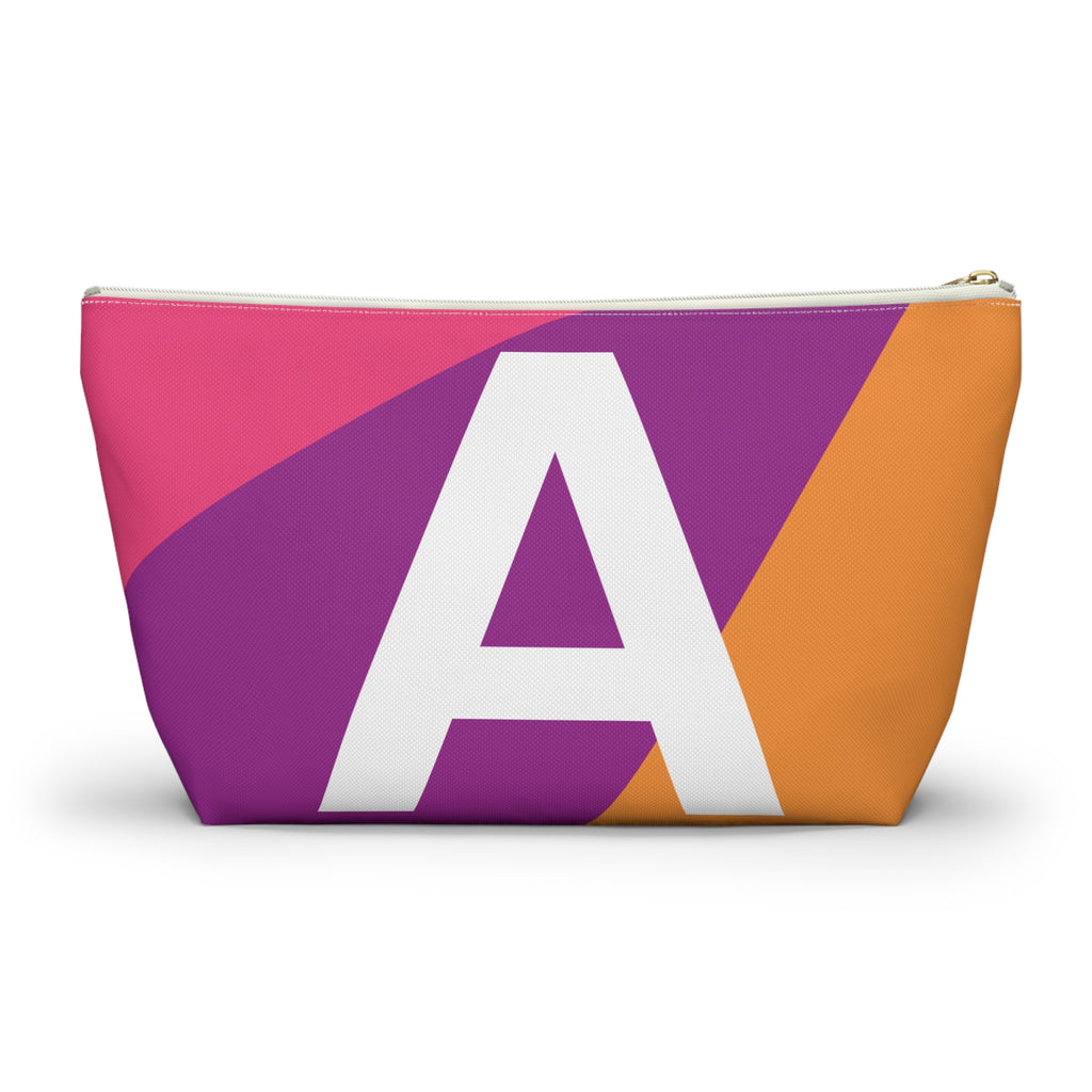 Initials Colorblock Accessory Pouch — Monogram A T-Bottom Cosmetic Bag