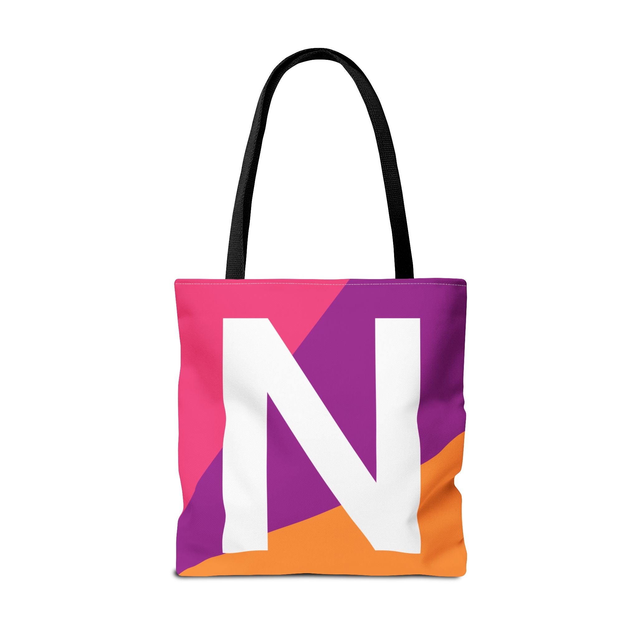 Monogram 'N' Colorblock Tote Bag — Personalized Initial N Shoulder Tote