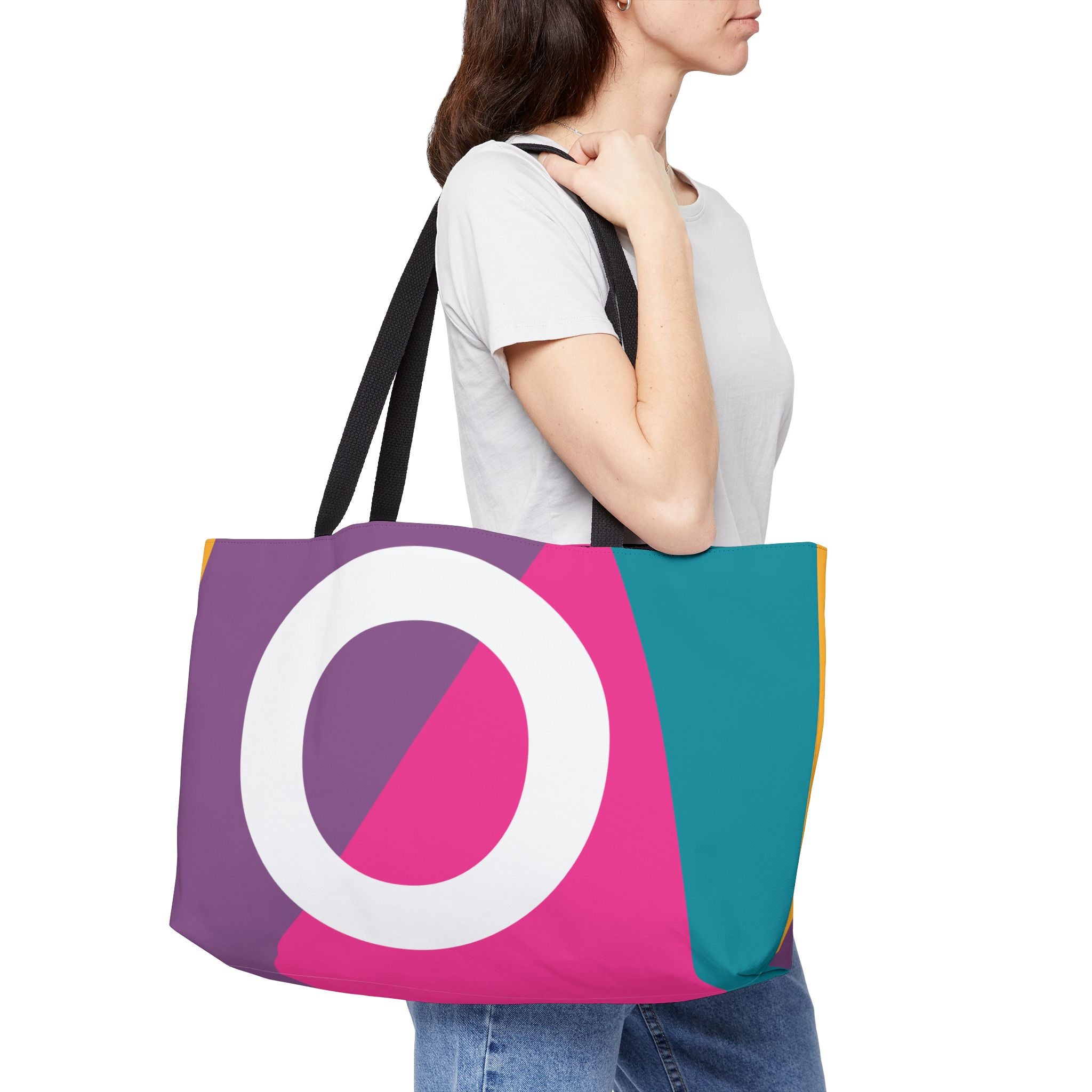 Personalized 'O' Colorblock Tote Bag — Monogram Weekender Tote