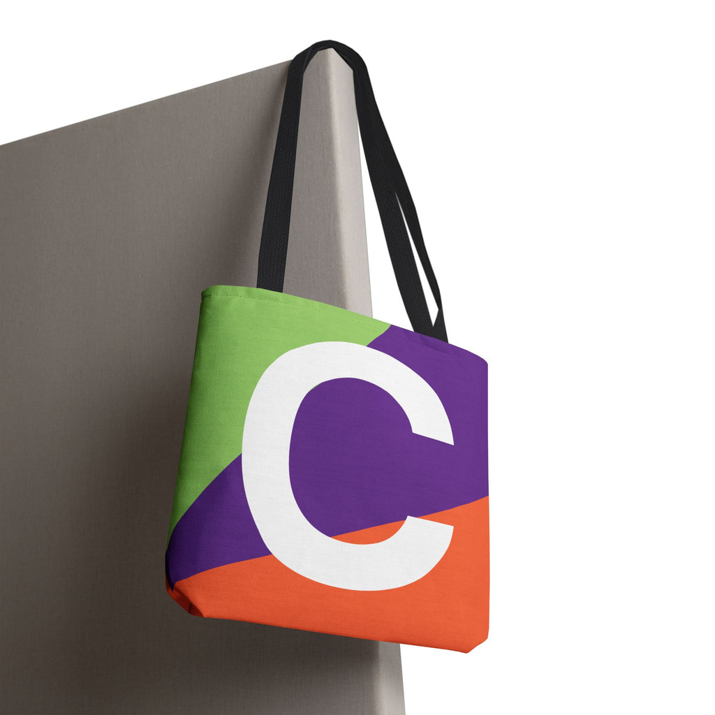 Monogram 'C' Colorblock Tote Bag — Personalized Initial C Shoulder Tote
