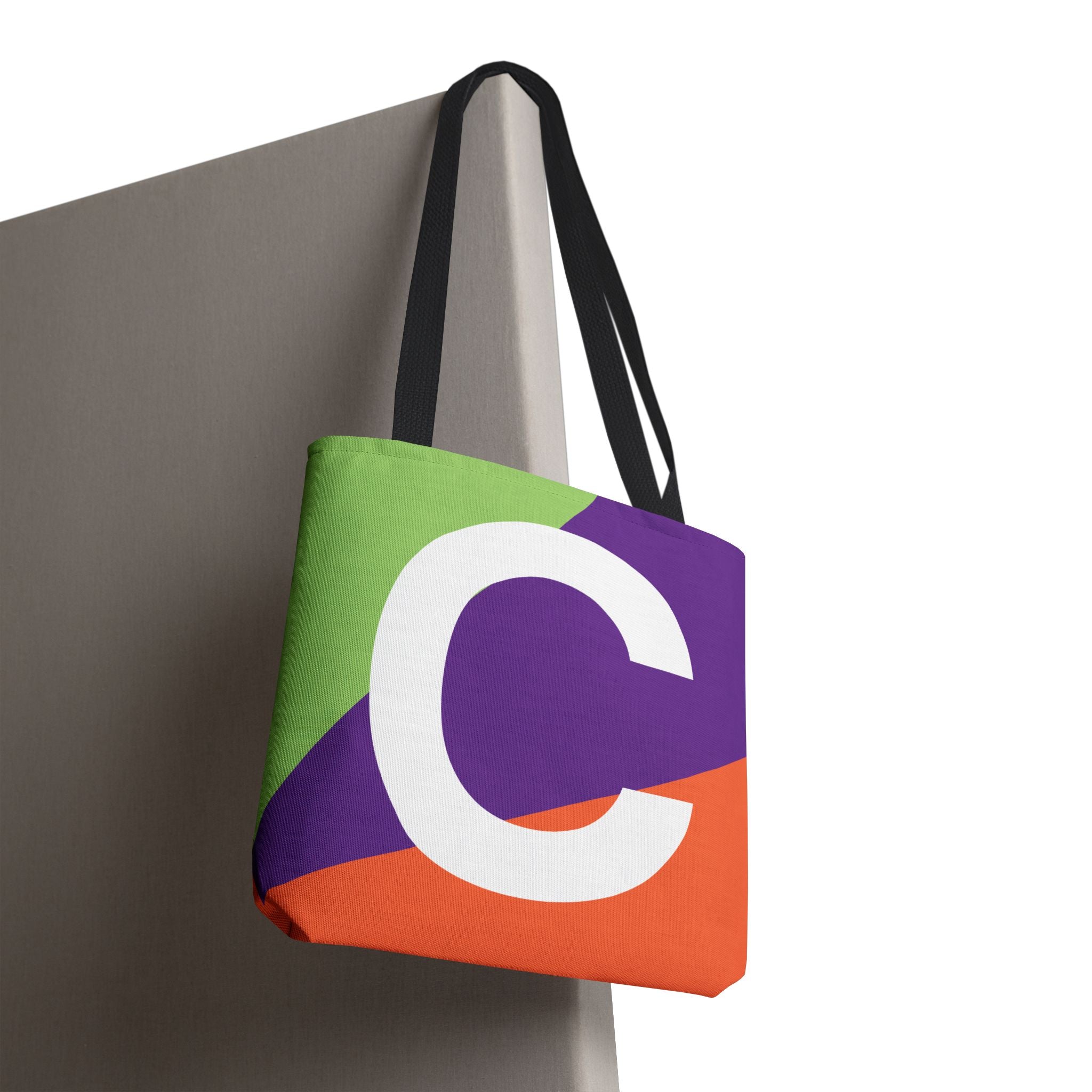 Monogram 'C' Colorblock Tote Bag — Personalized Initial C Shoulder Tote