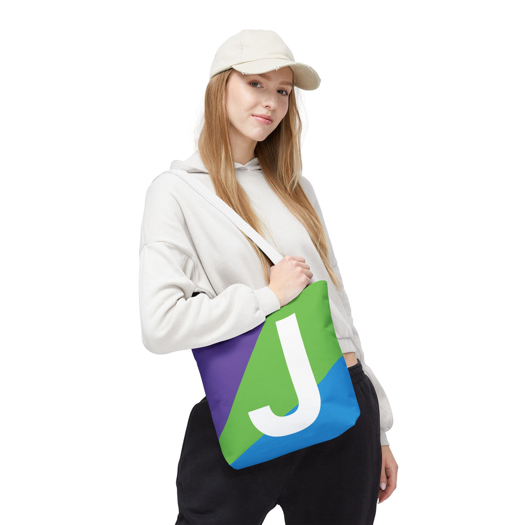 Monogram 'J' Colorblock Tote Bag — Personalized Initial J Shoulder Tote
